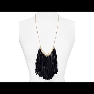 Baublebar Black Leather Tassel Statement Necklace